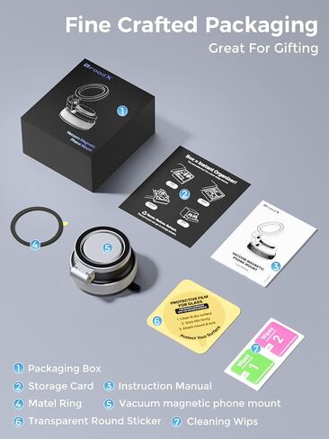 Broodx Magnetic Car Phone Holder, Strong Magnet Vacuum Suction Alloy Mount in Kuwait