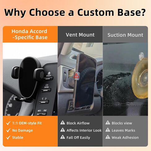 Phone Holder for Honda Accord (2018-2022 10th Gen, 8" Screen Only), 360 Phone Holder Rotating, Hands Free Mobile Holder, Car Mount for iPhone & Android, with Storage Box, Accord Interior Accessories in Kuwait