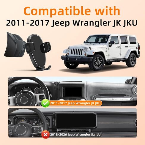 Car Phone Holder for Jeep Wrangler (2011-2016 2017),Dashboard Phone Mount,360 Phone Holder Rotating,Hands Free Mobile Holder,Car Mount for iPhone,Samsung & Android,2015 Wrangler Interior Accessories in Saudi Arabia
