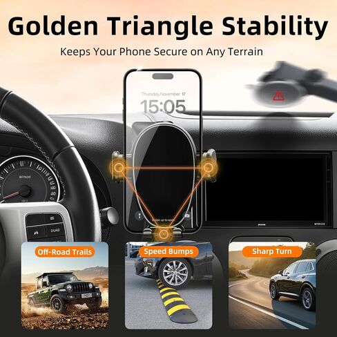 Car Phone Holder for Jeep Wrangler (2011-2016 2017),Dashboard Phone Mount,360 Phone Holder Rotating,Hands Free Mobile Holder,Car Mount for iPhone,Samsung & Android,2015 Wrangler Interior Accessories in Saudi Arabia
