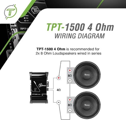 Timpano 1500 Watts Dual 10" Midrange with Amplifier - 2X TPT-MD10 PRO 10" Speaker + TPT-1500 4 Ohm Full Range amp 1500 Watts at 4 Ohm Car Audio (Bundle) + Free Wiring Kit in Saudi Arabia
