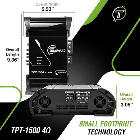 Timpano 1500 Watts Dual 10" Midrange with Amplifier - 2X TPT-MD10 PRO 10" Speaker + TPT-1500 4 Ohm Full Range amp 1500 Watts at 4 Ohm Car Audio (Bundle) + Free Wiring Kit in Saudi Arabia
