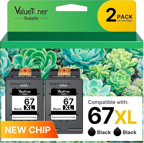 67XL 67 Ink (2 Black) for HP Ink 67 XL High Yield for HP 67XL Black Ink Cartridge for DeskJet 2855e 2852e 2800e 4255e 4200 4200e 4252e 4258e Envy 6055e 6055 6052e 6542e 6458e in Kuwait