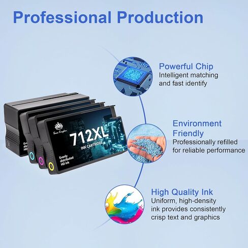 712XL Ink Cartridges Compatible Replacement for HP 712XL 712 Ink Cartridges Combo Pack Works with HP DesignJet T210 T230 T630 T650 Studio Plotter Printer(4 Color Pack, 80-ml Black + 29-ml) in Kuwait