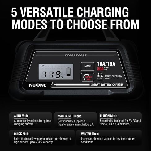 NOONE 10A/15A Smart Battery Charger - 6V/12V Fully Automatic Maintainer in Kuwait