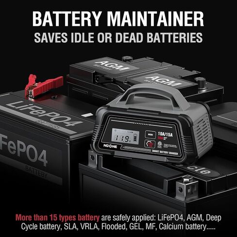NOONE 10A/15A Smart Battery Charger - 6V/12V Fully Automatic Maintainer in Kuwait