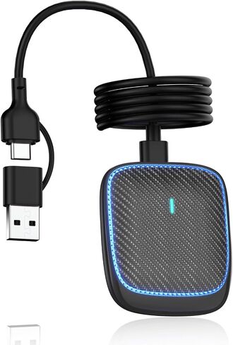Wireless CarPlay Adapter for iPhone,Convert Wired to Apple Car Play Wireless Adapter, Plug and Play, with 60CM Extension Cable USB & Type-C, Connection Stable No Delay in Kuwait