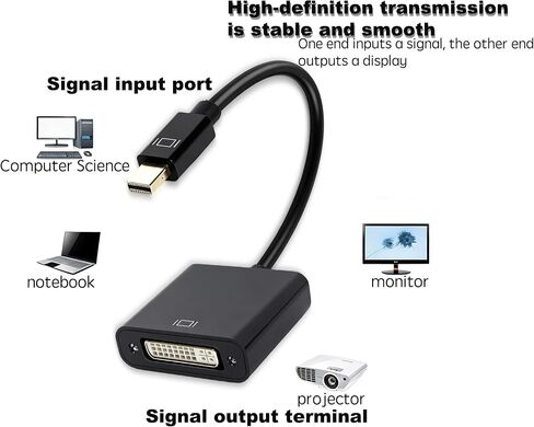 Mini DisplayPort to DVI Adapter (Mini DP to DVI) in Black - Thunderbolt and Thunderbolt 2 Port Compatible in Saudi Arabia