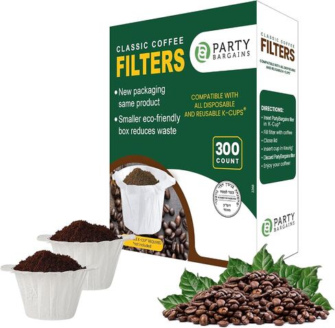 PARTY BARGAINS 300 Classic Disposable Coffee Filter Liners – Compatible with Keurig Brewers & K‑Cup Reusable Pods, Single‑Use Classic Design in Saudi Arabia