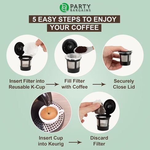 PARTY BARGAINS 300 Classic Disposable Coffee Filter Liners – Compatible with Keurig Brewers & K‑Cup Reusable Pods, Single‑Use Classic Design in Saudi Arabia