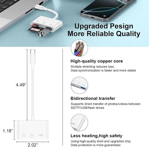 USB C iPhone 17 16 SD Card Reader, 2Pack USB C to Micro SD TF Memory Card in Saudi Arabia