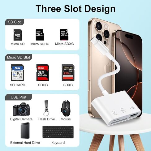 USB C iPhone 17 16 SD Card Reader, 2Pack USB C to Micro SD TF Memory Card in Saudi Arabia