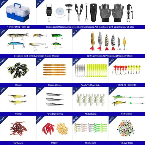 4-Layer Tackle Box with Accessories, 617PCS Fishing Lures Kit for Men in Kuwait