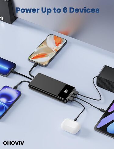 OHOVIV 50000mAh Power Bank, PD22.5W Portable Charger with 4 Built-in Cables in Kuwait