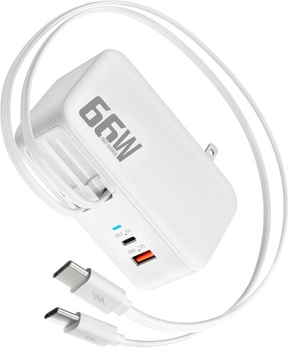 66W Retractable Wall Charger,4-in-1 Plug with USB-C&Lightening Fast Charger in Kuwait