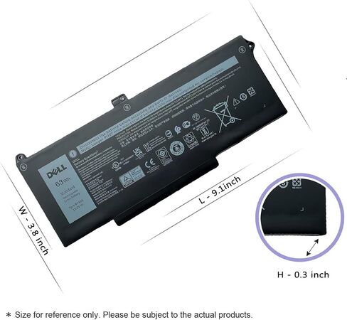 DELL RJ40G Laptop Battery for Dell Latitude 15 5520 Latitude 14 5420 Precision 15 3560 Series M033W 01K2CF 075X16 WY9DX P137G P137G001 P104F P104F001 P104F002 0WK3F1 0M3KCN 15.2V 4-Cell 63Wh in Kuwait