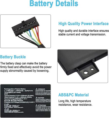 53.5Wh BTY-M492 Replacement Laptop Battery for MSI Pulse GL66 11UEK-016AU 11UDK-255VN 11UCK Katana GF66 GF76 11UC 11SC 12UD 12UG 12UGS Crosshair 15 17 A11UEK Series 4700mAh 11.4V in Kuwait