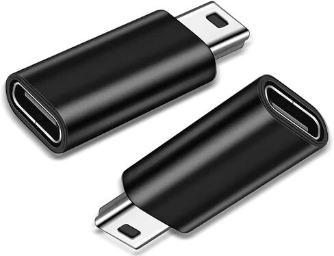 Black USB C to Mini USB Adapter, USB Type C Female to Mini USB 2.0 Type B Male Connector Support Charging Data Transfer Compatible with MP3 Player, Dash Cam, Digital Camera and More (2-Packs) in Saudi Arabia