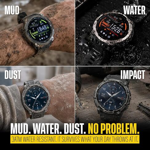 ALPHAGEAR Delta Series 2 Smartwatch for Men, Tactical Rugged Smart Watch, 1.43" AMOLED Display, 530mAh 21-Day Battery, Bluetooth Calling, Built-in Flashlight, 3 ATM Water Resistant, Android iPhone in Kuwait
