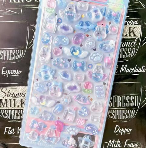 1Pack Kawaii Jade Rabbit 3D Puffy Tiny Deco Bubble Stickers in Kuwait