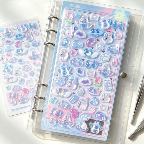 1Pack Kawaii Jade Rabbit 3D Puffy Tiny Deco Bubble Stickers in Kuwait