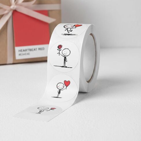 500Pcs/Roll Round Craft Label Stickers,1in Decals with Heart, Smile Face for Journal,Phone Case,Gift Box & Package Decor in Kuwait