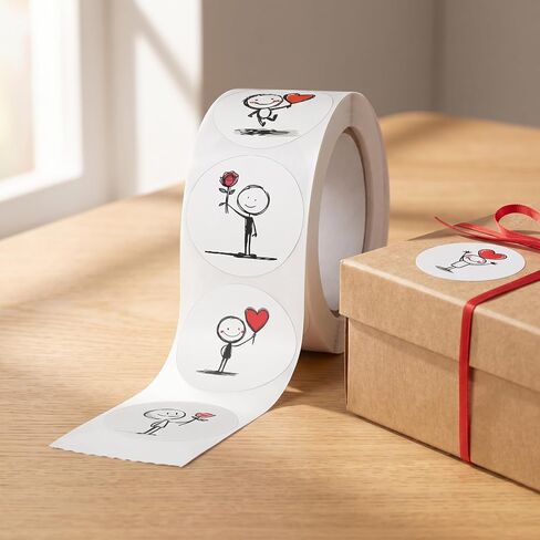 500Pcs/Roll Round Craft Label Stickers,1in Decals with Heart, Smile Face for Journal,Phone Case,Gift Box & Package Decor in Kuwait