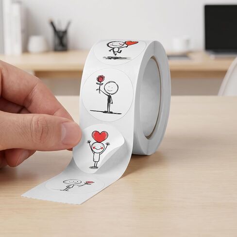 500Pcs/Roll Round Craft Label Stickers,1in Decals with Heart, Smile Face for Journal,Phone Case,Gift Box & Package Decor in Kuwait