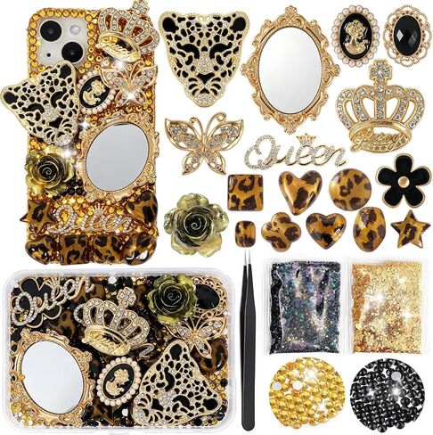 Leopard Print Junk Phone Case Charms Kit, For Leopard Girl with Wild Soul in Kuwait
