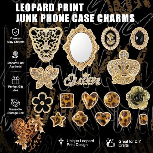 Leopard Print Junk Phone Case Charms Kit, For Leopard Girl with Wild Soul in Kuwait