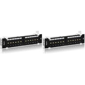 Rapink Patch Panel 12 Port Cat6 10G Support, Network Patch Panel UTP 10-Inch, Wallmount 1U Ethernet Patch Panel Punch Down Block for Cat6, Cat5e, Cat5 Cabling in Kuwait