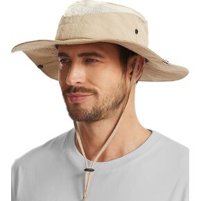 Wide Brim Sun Hat for Men Women, UPF 50+ Waterproof Packable Bucket Boonie Safari Fishing Hat in Kuwait