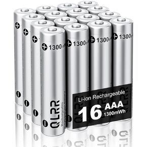 Rechargeable AAA Lithium Batteries, 16 Pack, 1300mWh, 1.5V in Kuwait
