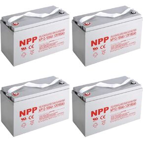 NPP NP12-100Ah （4Pcs） 12 Volt 100Ah Sealed Lead Acid Battery M6 x 16(T16A) Marine Rechargeable Replacement Battery for RV, Solar, Trolling Motor, Travel Trailer, Energy Storage, Off Grid in Kuwait