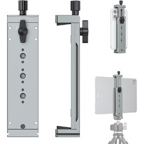 Aluminum iPad Tablet Tripod Mount Adapter - Adjustable 13.5-22cm Clamp Range with 1/4" Thread, Arca Swiss, Cold Shoe - Universal Tablet Holder for iPad, Video Recording, Photography in Saudi Arabia