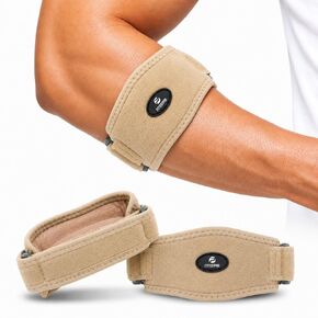 Fittest Pro Tennis Elbow Brace 2 Pack for Men & Women, Adjustable Compression Pad Elbow Strap for Tendonitis Pain Relief, Golfers Elbow Brace Support (Black) in Kuwait