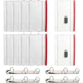 10 Pcs Flash Drive Holders Bulk, Clear Flash Drive Zipper Case with 4 Pcs 3 Ring Binders for Flash Drives and Memory Card in Saudi Arabia