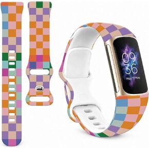 Compatible with Fitbit Charge 6/5 Bands,Maillard & Dopamine Aesthetic Soft Silicone Metal-Free Skin-Friendly Strap,Coquette Style Pattern Wristband for Women Men in Saudi Arabia