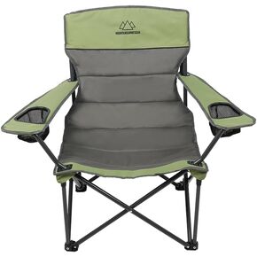 Quilted Double Camping Chair and Single Camping Chair with Padded Seat and Back for Camping/Hiking/Backpacking – Available in Low and Standard Heights (Low Chair (Gray/Asparagus)) in Saudi Arabia
