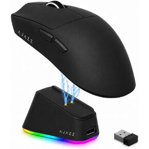 AJ139P V3 MC Wireless Gaming Mouse with RGB Magnetic Charging Dock, Tri-Mode 2.4G/Bluetooth/Wired, 69g, Up to 24000 DPI, 800mAh Battery, 6 Programmable Buttons, On-Board Memory, 80M Clicks, Black in Kuwait