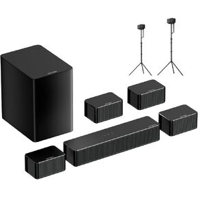 ULTIMEA 7.1CH Sound Bar with Subwoofer, Bundle with 2-Pack Speaker Stands, Compatible with Aura/Poseidon Series, 410W Home Theater System for Smart TV in Kuwait