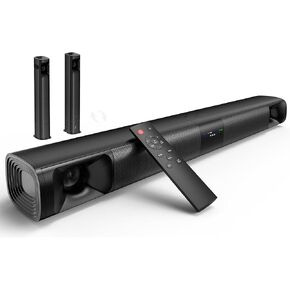 Sound Bar for Smart TV, 80W Surround Sound System, 2-in-1 Detachable Design, 2.0 Channel Soundbar, 4 Woofers & Dual Horn Tweeters, Bluetooth5.3 ARC AUX Optical Home Theater Speaker in Kuwait