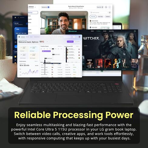 LG Gram 15.6" FHD AI Touchscreen Laptop, Intel Core Ultra 5 115U, 16GB RAM, 1.5TB Storage (512GB SSD&1TB Dock), Intel Graphics, Num Keypad, Light, HD Camera, Dolby Atmos, Wi-Fi 6, Win 11 Pro, Black in Kuwait