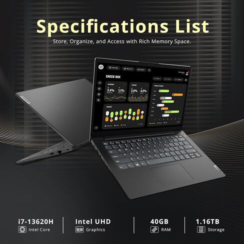 Lenovo V14 14" FHD Business Laptop, Intel i7-13620H, 40GB DDR4 RAM, 1.16TB Storage(1TB SSD+160GB Docking Station Set), Intel UHD Graphics, Wi-Fi 6, 720p HD Camera, Win 11 Pro, Black in Kuwait
