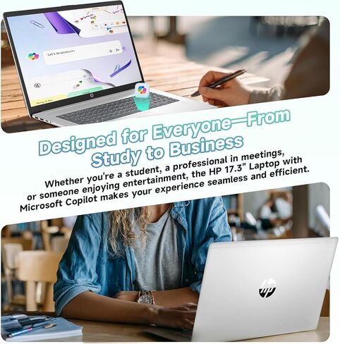HP 17 Inch FHD Laptop 2026 Edition, AMD Ryzen 5 7430U 6-Core Processor, 16GB RAM, 512GB SSD, USB-C, Wi-Fi 6, Windows 11, Long Battery, Large Screen for Home, Office & Study in Kuwait