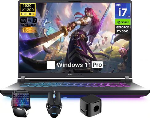 ASUS ROG Strix G16 Gaming Laptop, Intel Core i7 14650HX (Up to 5.2 GHz), NVIDIA RTX 5060, 16" 1920x1200 FHD+ 165Hz 3ms Nebula Display, 32 GB DDR5 RAM, 1 TB SSD, Win 11 Pro, RGB KB & Gaming Accessories in Kuwait