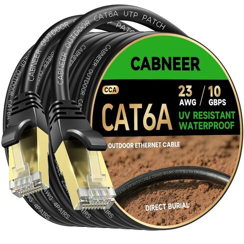 CAT6A Outdoor Ethernet Cable 100ft, Direct‑Burial RJ45 Network Cable in Saudi Arabia