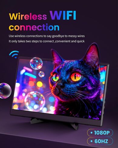 Wireless Monitor,1080P IPS Slim Portable Monitor Support AirPlay Miracast in Saudi Arabia