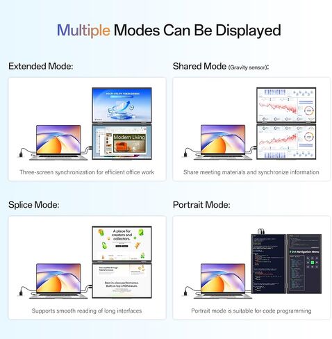 InnoView 15.6" Portable Dual Monitor, 2K QHD (2560×1440), 100% sRGB, 0–315° Tilt, Type-C/HDMI/DP Connectivity, External Travel Monitor for Laptop, MacBook, Windows PC (Plug & Play, No Driver Needed) in Kuwait