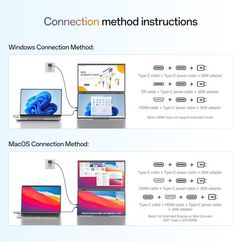 InnoView 15.6" Portable Dual Monitor, 2K QHD (2560×1440), 100% sRGB, 0–315° Tilt, Type-C/HDMI/DP Connectivity, External Travel Monitor for Laptop, MacBook, Windows PC (Plug & Play, No Driver Needed) in Kuwait